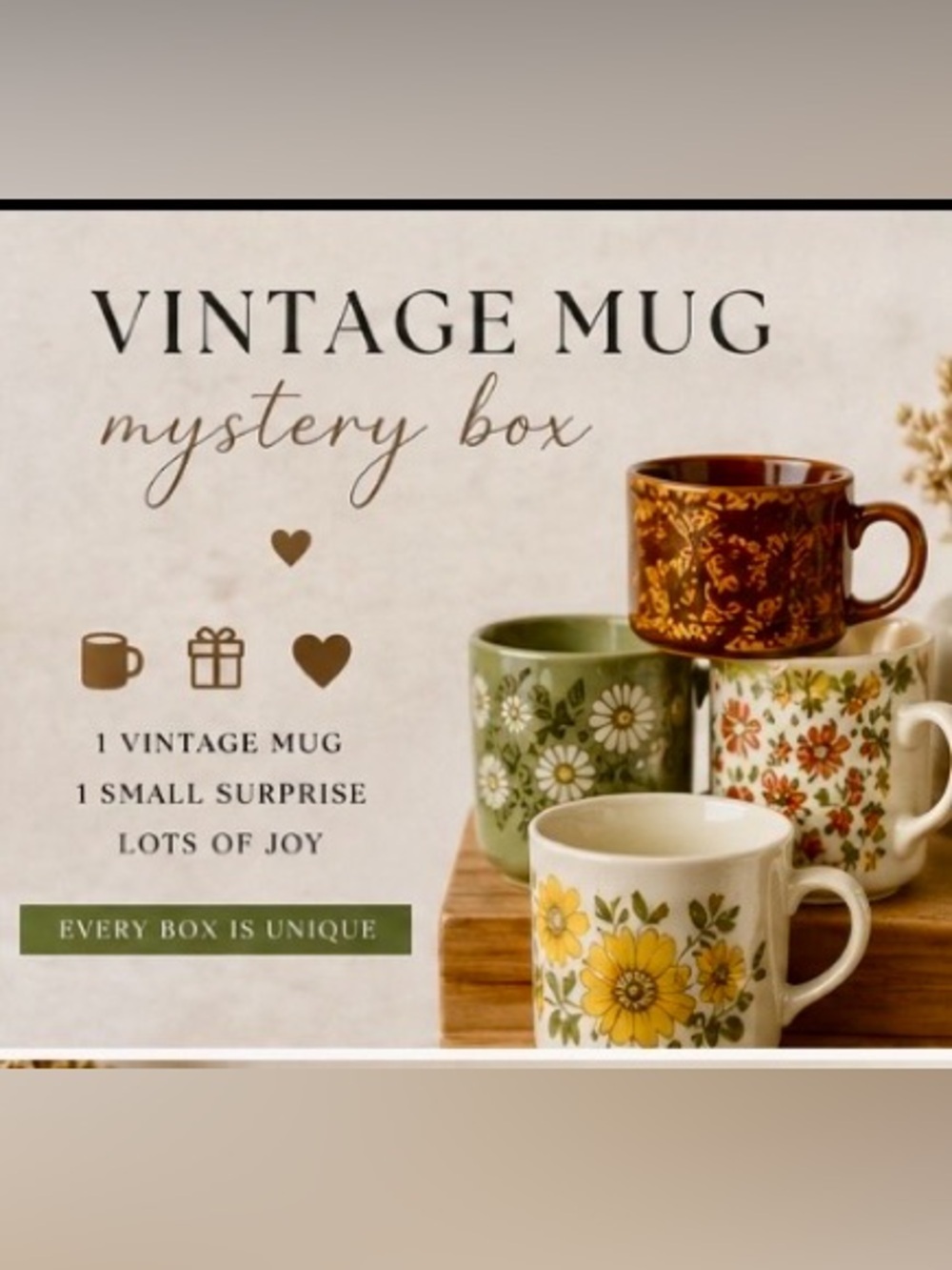 Vintage Mug Mystery Box | 1 Surprise Mug  Retro Coffee Cup | Unique Gift